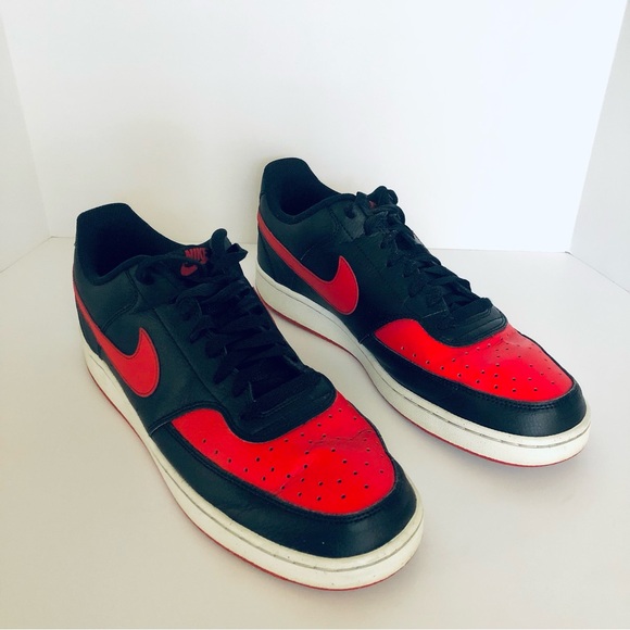 Nike - Court Vision Low Men's Black and Red Sustainable Sneakers - Size 12 - Picture 3 of 15